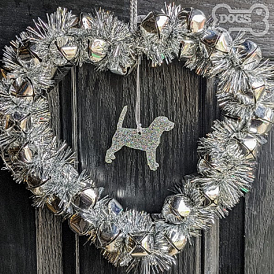 Bespoke Silver Jingle Bell Dog Breed Christmas Wreath